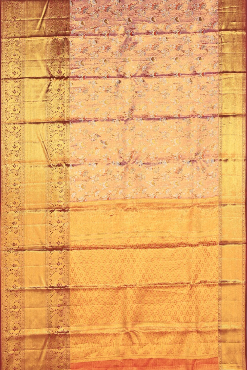 Image of Kanchipuram Silk Tissue Brocade Pink Saree